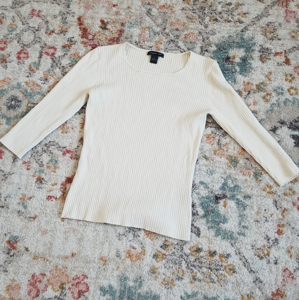 Ribbed Cream Top 30% Silk